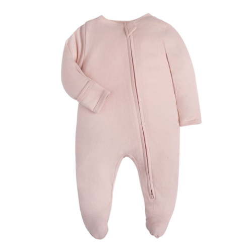 Dealovy Infant Baby Clothes Unisex Zip up Crewneck Long Sleeve Footed Onesie Newborn Solid Color Summer Cotton Pajamas