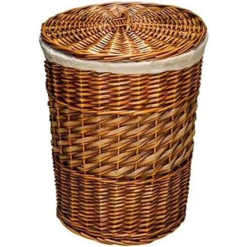Rattan Laundry Hamper With Lid With Liner Bag, Round Wicker Large Laundry Hamper For Organizing Clothes Children's Toys Books (Color : brown, Size : 42 * 50cm)