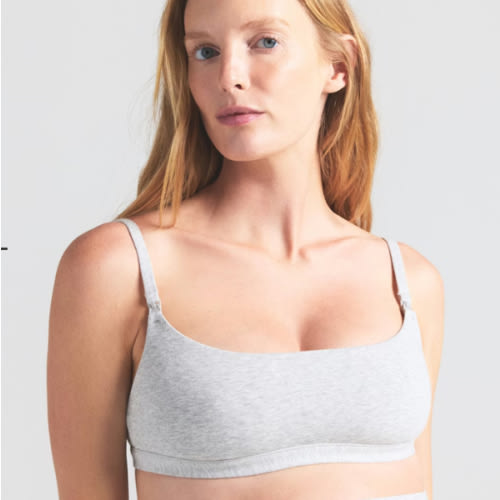 COTTON JERSEY MATERNITY NURSING SCOOP BRALETTE | LIGHT HEATHER GREY | SKIMS