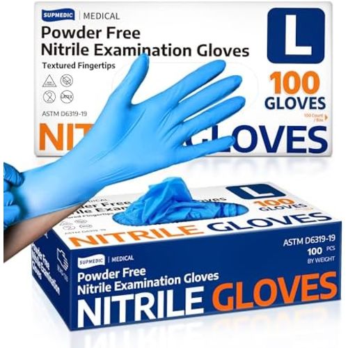 Medical Soft Max™ Nitrile Exam Gloves, 100 Count Latex-Free Powder-Free Non-Sterile Food Safe Disposable Glove, Blue
