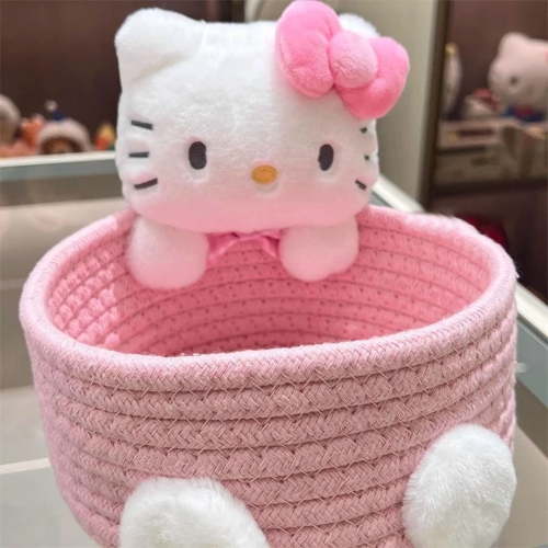 Hello Kitty Storage Basket Cute Harajuku Cosmetics Toys Storage Box Bedroom Decoration Birthday Gift Pink