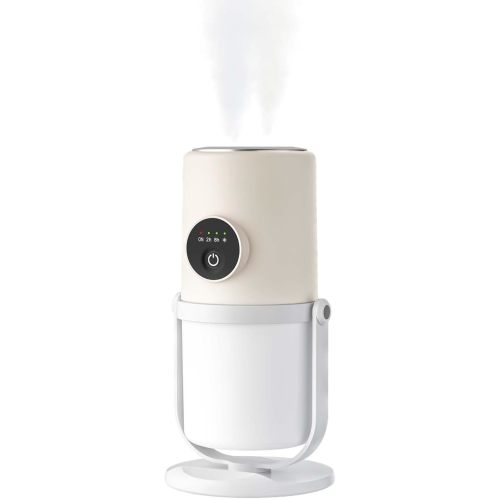 Portable Small Humidifier - Cold Mist Humidifier with 360° Rotating Stand, Stepless Dimming Warm Night Light, 2/8 H Timer Function, Mini humidifier for Bedroom, Plants, Office, and Car