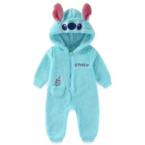 Disney Lilo & Stitch Baby Boys Hooded Romper Coverall for Infants