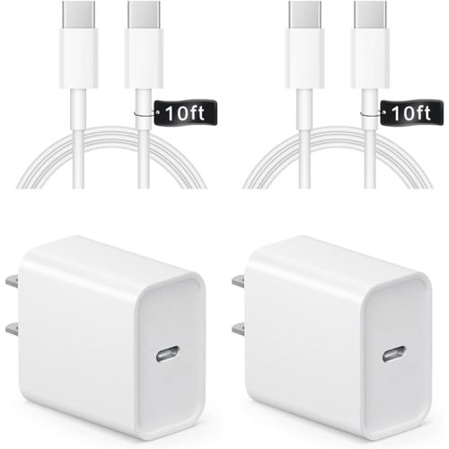 iPhone 17 16 15 Charger Fast Charging 10FT - 20W USB C Charger Block with Type C Cable Compatible with iPhone 17/17 Pro/17 Pro Max/Air/16/16e/15, iPad Pro, Air M3/M2/5/4, 11th/10th（White）