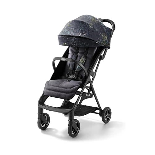 Graco Ready2Jet Lightweight Compact Travel Stroller, Splatter Art | Ultra-Lightweight (13.2lb.), One-Hand, Self-Standing, Automatic Fold, Compact, Overhead Bin-Friendly, Travel-Ready