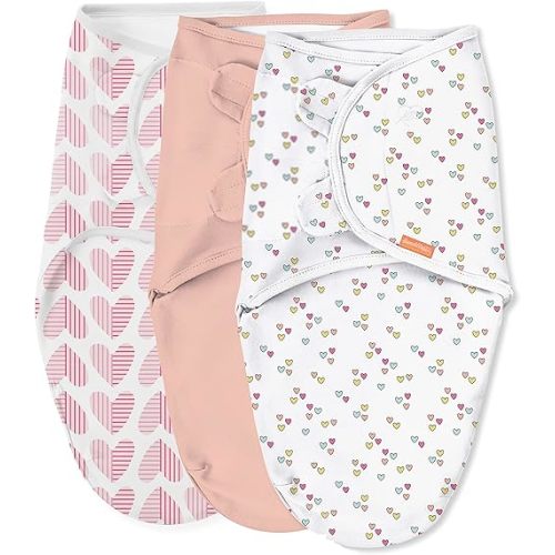 SwaddleMe Original Swaddle - Size Small/Medium, 0-3 Months, 3-Pack (Baby Hearts) Easy to Use Newborn Swaddle Wrap Keeps Baby Cozy and Secure and Helps Prevent Startle Reflex