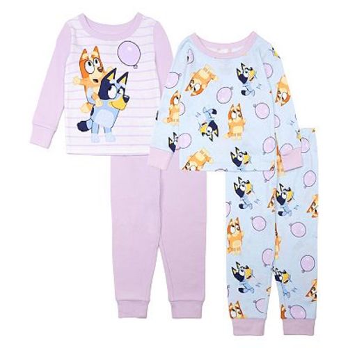 Toddler Girl Bluey 4-Piece Pajama Top & Pajama Bottoms Set