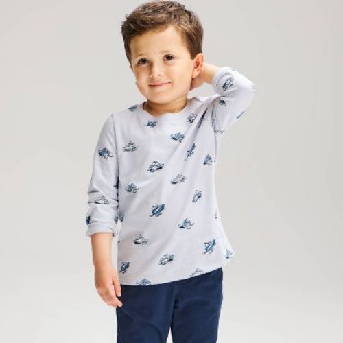 Toddler Boys' Long Sleeve Snowmobile Classic T-Shirt - Cat & Jack™ Light Blue 18M