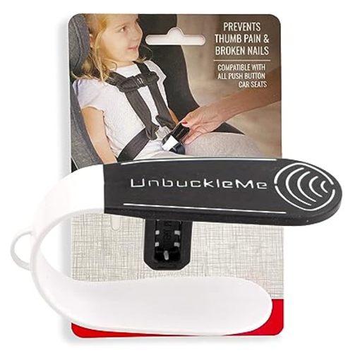 UnbuckleMe Car Seat Buckle Release Tool - Easy Opener Aid for Arthritis, Long Nails, Older Kids - Button Pusher for Infant, Toddler, Convertible 5 pt Harness car Seats - As Seen on Shark Tank (Black)