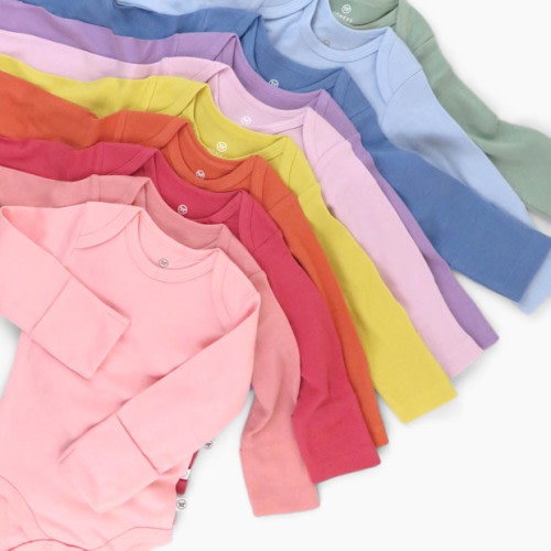 10-Pack Organic Cotton Long Sleeve Bodysuits - Rainbow Gem Pinks
