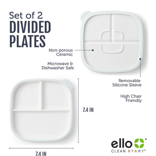 Clean Start Toddler Divided Plate | Premium Ceramic | Non Toxic – Ello