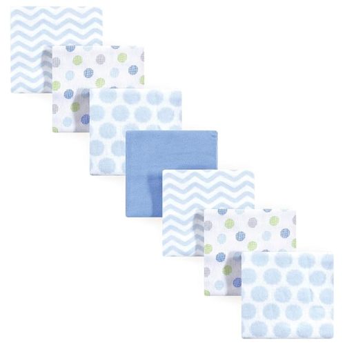 Luvable Friends Unisex Baby Cotton Flannel Receiving Blankets, Blue Dots 84-Pack, One Size