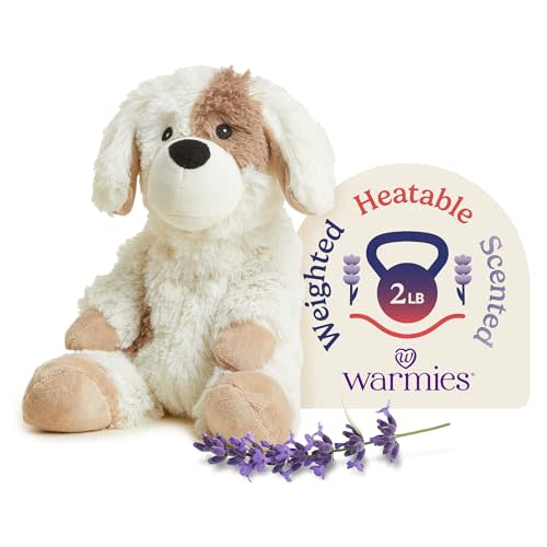 warmies Microwavable & Weighted Stuffed Animals, Puppy - Heated Stuffed Animal Plushie for Warmth & Comfort - Cute Soft Plush Toys for Adults & Children (Boys, Girls, Babies & Toddlers)