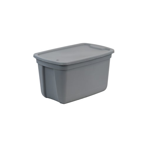 Project Source Medium 18 -Gallons ( 72 -Quarts ) Gray Heavy Duty Stackable Tote with Standard Snap Lid