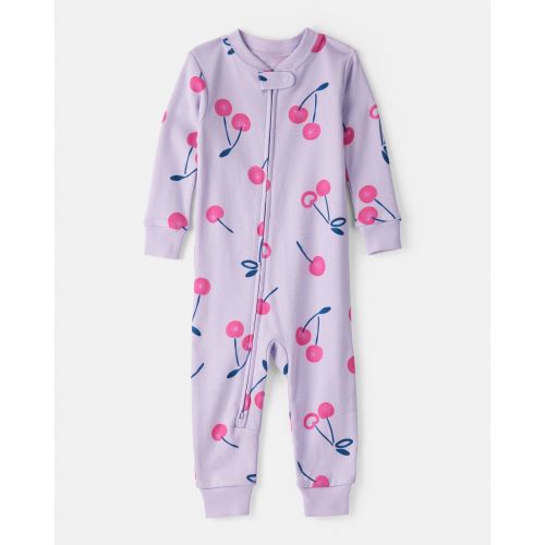 Baby Girl Cherry 100% Cotton Snug Fit 2-Way Zip 1-Piece Pajamas - Purple - Carter's | Carter's