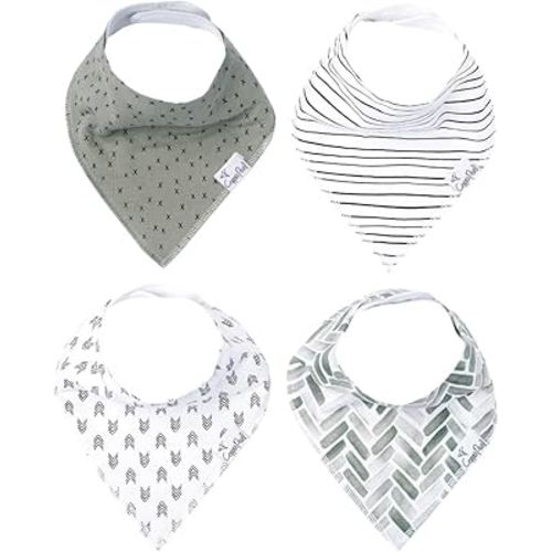 Copper Pearl 4 Pack Soft Cotton Baby Bibs for Drooling and Teething, Absorbent Drool Bibs for Baby Girl and Boy, Adjustable to Fit Newborns to Toddlers, Tons of Styles (Alta Set)