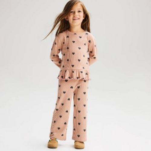 Baby Girls' Hearts Cozy Pull-On Pants - Cat & Jack™ Tan 18M