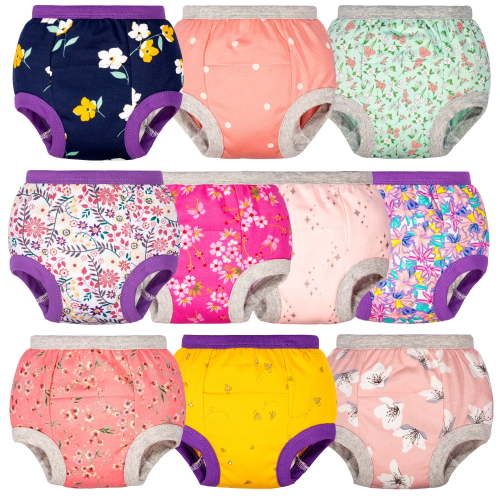 BIG ELEPHANT Baby Girls Potty Training Pants, Toddler Training Underwear 10 Packs, 2T