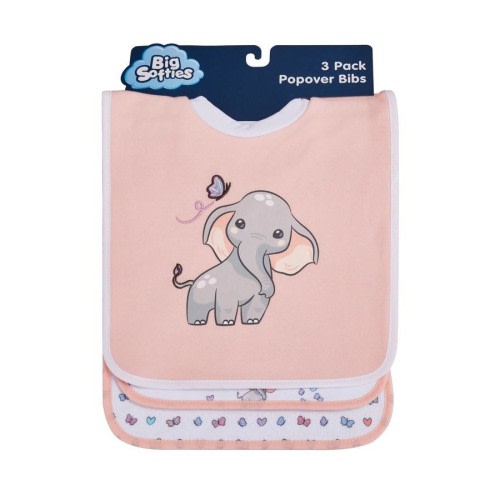 Big Softies 3 Pack Popover Bibs,Elephant - Elephant