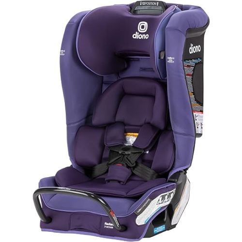 Diono Radian 3RXT SafePlus, 4-in-1 Convertible Car Seat, Rear and Forward Facing, SafePlus Engineering, 3 Stage Infant Protection, 10 Years 1 Car Seat, Slim Fit 3 Across, Purple Wildberry