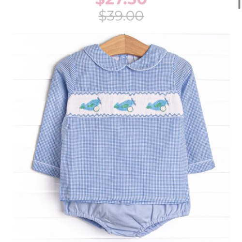 Runway Ready Smocked Diaper Set, Blue – Stitchy Fish