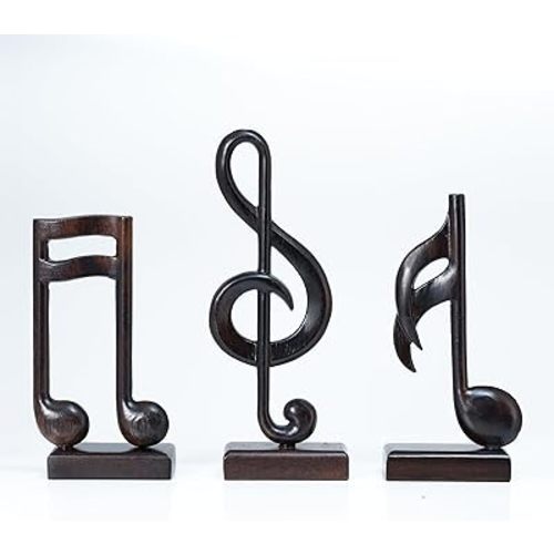 Handicraftviet Wooden Music Note Sculpture and Music Lovers, Handmade Music Symbols Gifts for Office Bookshelf Room Decor, Music Teacher Gifts, Music Graduation Gifts (Music Note Set 3, Black)