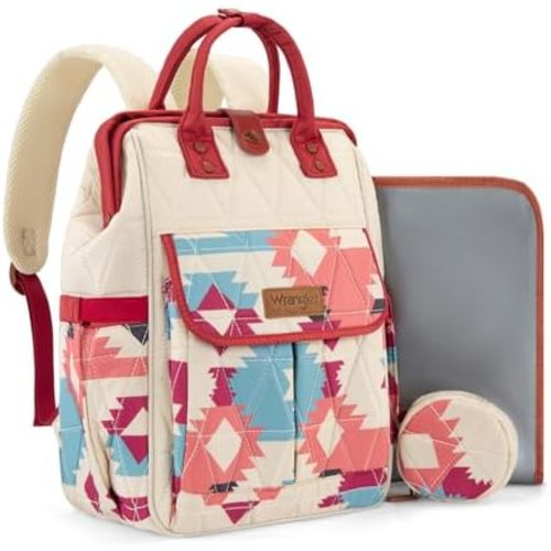Montana West Wrangler Aztec Diaper Bag Backpack Western Backpacks for Moms Baby Essentials Bag with Twist-Lock Closure, Insulated Pockets, Portable Changing Pad, Stroller Straps, Pacifier Case