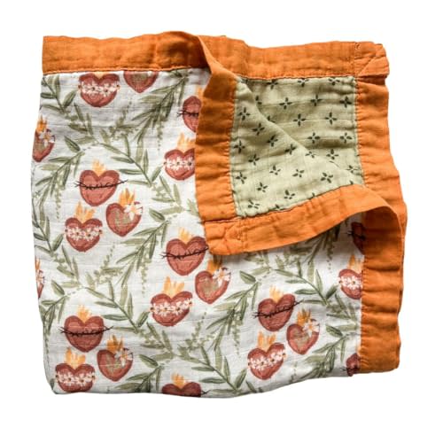 Holy Family Hearts Luxury Double Sided Muslin Toddlers Blanket | Super Soft Swaddle Blanket with 2-Layers | Luxury, Breathable Toddler Essentials for Girls and Boys | 47" X 47"