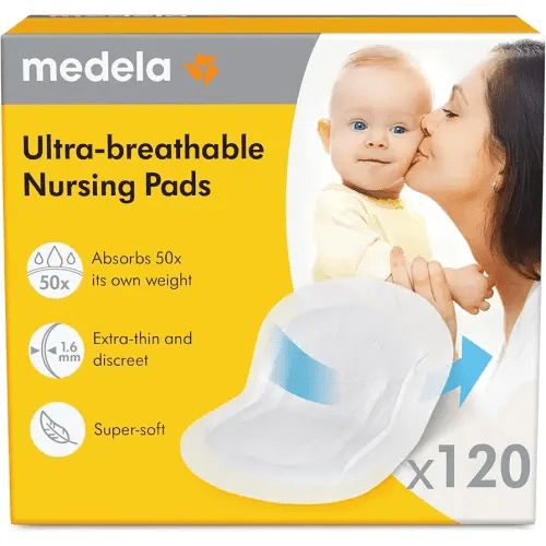 Medela Ultra-Breathable Nursing Pads, Highly Absorbent, Super Soft, Discreet Design for Comfortable Wear, Pack of 120
