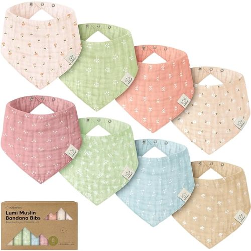 8-Pack Muslin Baby Bibs for Drooling, Teething Bandana Bibs (Wild Bloom)
