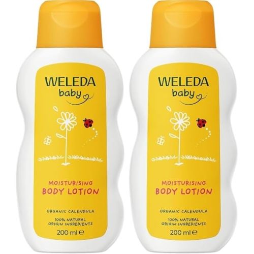 Weleda Baby Calendula Comforting Body Lotion, Plant Rich Moisturizer with Calendula, Chamomile, Sweet Almond and Sesame Oils, 6.8 Fl Oz (Pack of 2)
