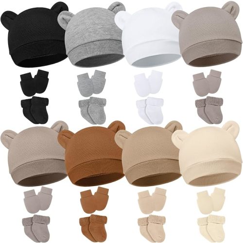 Geyoga 8 Pack Preemie Hats Mittens Socks