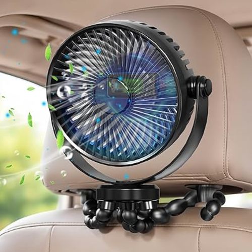 Rechargeable Car Backseat Fan for Backseat Kids, Backseat Car Headrest Fan for Kids Rear Facing Back Seat (Battery Operated)