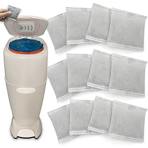 12PCS Diaper Pail Deodorizers Odor Absorber Carbon Filter Refills Compatible with Diaper Genie Complete and Expressions Pail | Air Purifying Bag Absorb Odors, Keep Home Fresh
