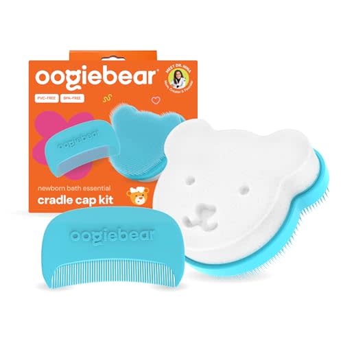 oogiebear Cradle Cap Brush Kit for Babies – Gentle and Safe Scalp Massage Care with Sponge, Brush, and Comb for Newborns and Babies