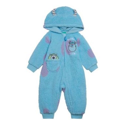 Disney Monsters Inc. Mike Sully Newborn Baby Boys Cozy Faux Sherling Zip Up Cosplay Coverall Blue / Sulley 3-6 Months