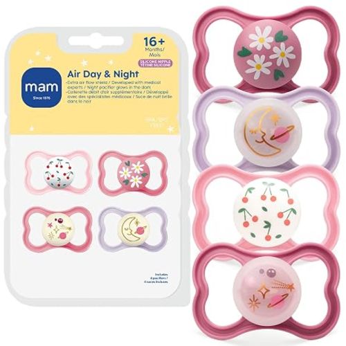 MAM Air Pacifier 16+ Months, Extra Air Flow for Sensitive Skin, 4 Pack