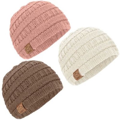 KeaBabies 3pk Warmzy Baby Beanies, 0-6 months Baby Hats, Kids Winter Hat for Baby Boys, Girls, Newborn, Infant, Toddler (Rosie, S)