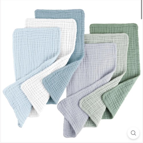 Konssy Muslin Baby Burp Cloths 6 Pack, Soft Absorbent 100% Cotton Burp – KONSSY