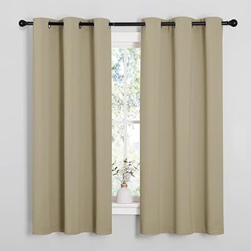 NICETOWN Thermal Insulated Grommet Room Darkening Curtains/Draperies/Panels for Bedroom (Cocoa Eggnog, 2 Panels, W42 x L63 inches)