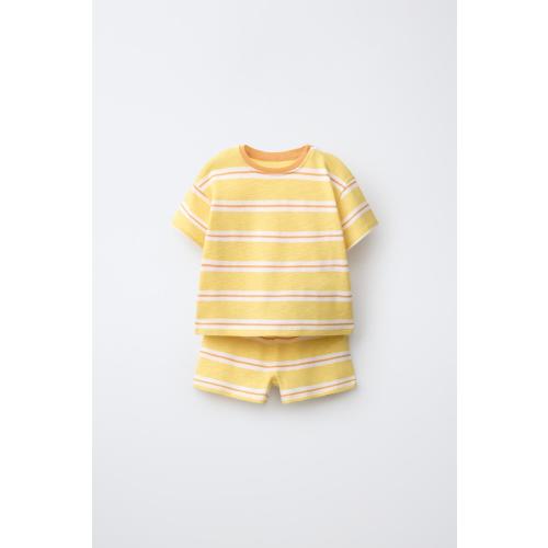 STRIPED T-SHIRT AND BERMUDA SET - Yellow | ZARA United States