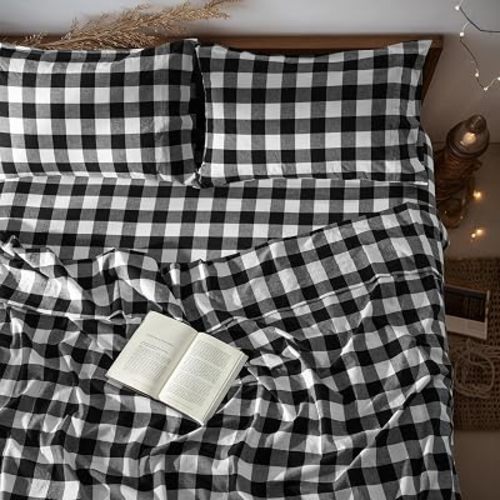 LBRO2M 100% French Pure Linen Sheet Set 4Pcs, 16" Deep Pocket King Size