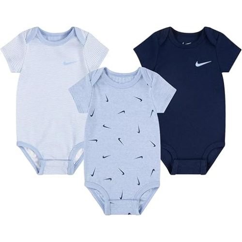 Nike Baby Short Sleeve Bodysuits 3 Pack (Multi(56M115-BG6)/B, 6 Months)