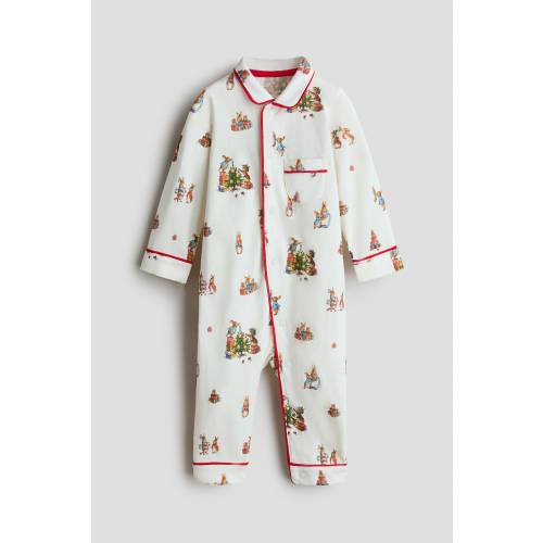 COTTON PAJAMA JUMPSUIT WITH COLLAR
