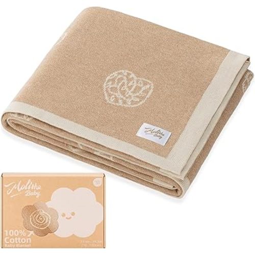 100% Cotton Baby Blanket Ultra Cozy Soft Newborn Swaddle for Boys and Girls, Gentle on Skin, Machine Washable Perfect Registry Essential Caramel Bread