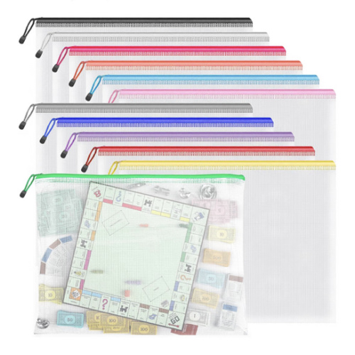 Umriox A3 A4 Mesh Zipper Storage Bags, 24 Pack 12 Colors Organizer Pouches