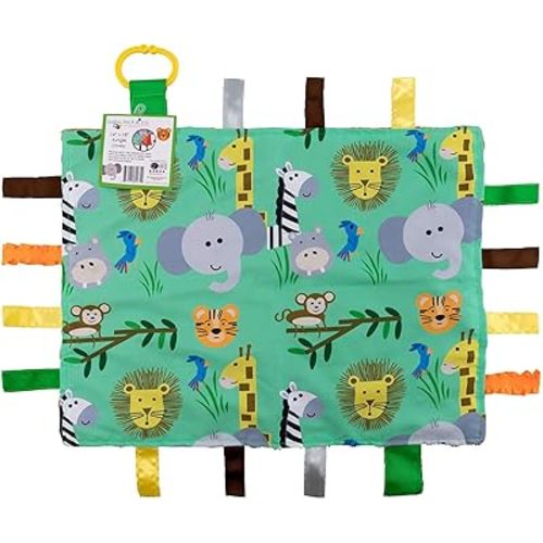 The Learning Lovey Tag Toy Baby Jungle Safari Zoo Animal Adventure Security Soother Comfort Toy: 18”X14”