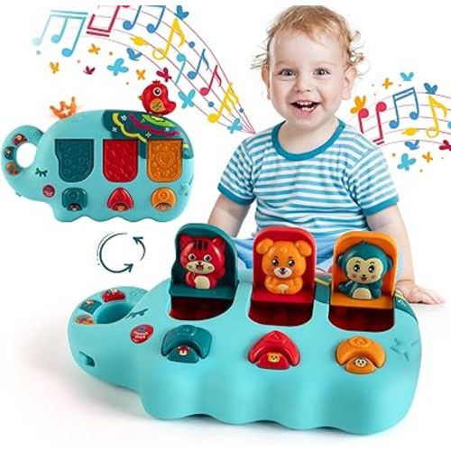 Baby Pop Up Musical Toys 6 12 18 Months, Montessori Cause and Effect Toys 6-12 Months, 1 Year Old Toys, Gifts for 1 Year Old Boy Girl