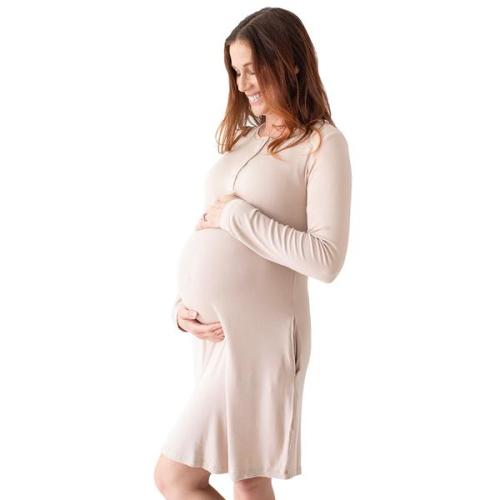Betsy Ribbed Bamboo Nursing & Maternity Nightgown | Sand– Kindred Bravely