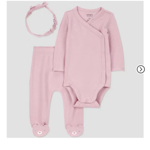 Carter's Just One You® Baby Girls' 3pc Top & Bottom Set - Pink Newborn